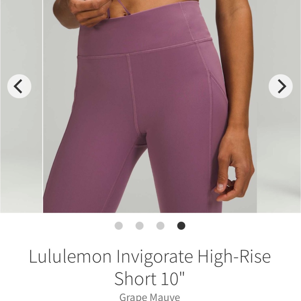 Lululemon Invigorate High-Rise Short 10" in Grape Mauve, size 6